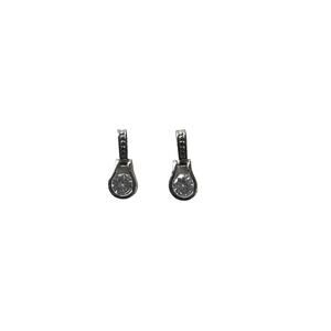 Earrings  Tear Drop Silver With Clear Round Stone. Costume Jewelry